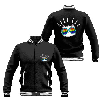 Discover Ally Cat - LGBTIQ Queer Gay Pride CSD Cartoon Baseball Jackets