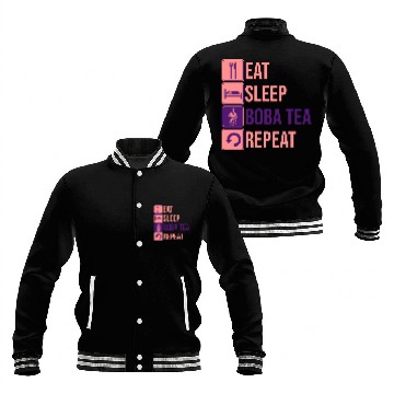 Discover Eat Sleep Boba Tea Baseball Jackets