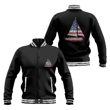 Discover Distressed Stars Stripes Sailboat Sailing Adventur Baseball Jackets