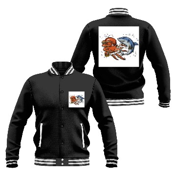 Discover Octopus Shark Pirate Battle Baseball Jackets