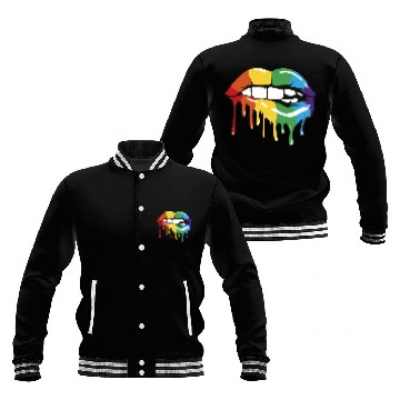 Discover Rainbow lips Baseball Jackets