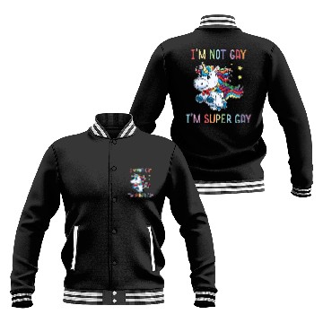 Discover LGBT Funny Rainbow Unicorn Super Gay Lesbian Pride Baseball Jackets