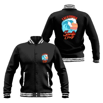 Discover Santa Cruz California Waves Surf Beach Baseball Jackets