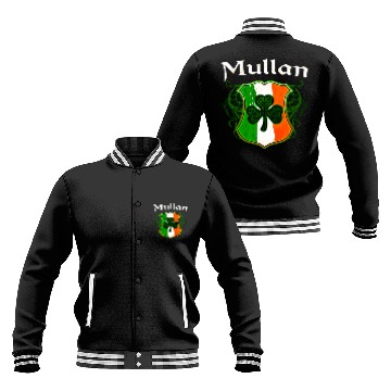 Discover Mullan Irish Surname Ireland Flag Shield Shamrock Baseball Jackets
