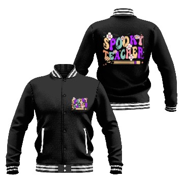 Discover Spooky Season Retro Spooky Teacher Halloween Funny Baseball Jackets
