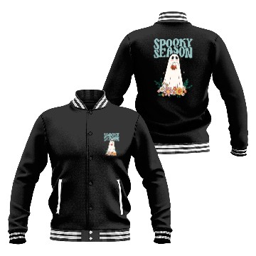 Discover Funny Floral Ghost Halloween Spooky Season Baseball Jackets