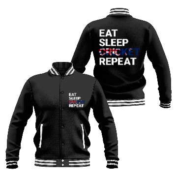 Discover Eat Sleep Cricket Repeat NZ Flag Sports Gift Baseball Jackets