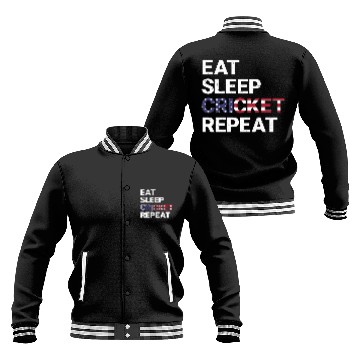 Discover Eat Sleep Cricket Repeat USA Flag Sports Gift Baseball Jackets