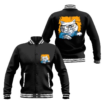 Discover Stylish Nerd Persian Cat Beanie Glasses Tattoo Baseball Jackets