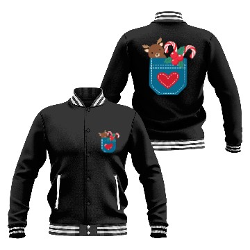 Discover Christmas moose peppermint pocket Baseball Jackets