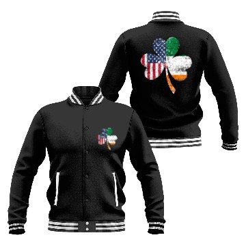 Discover Shamrock Usa Flag Irish Ireland Baseball Jackets