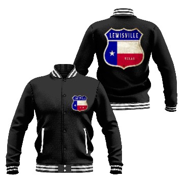 Discover Lewisville Texas coat of arms flag design Baseball Jackets