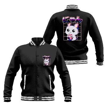 Discover Genderfluid Pride Kawaii Cat Strawberry Milk Baseball Jackets