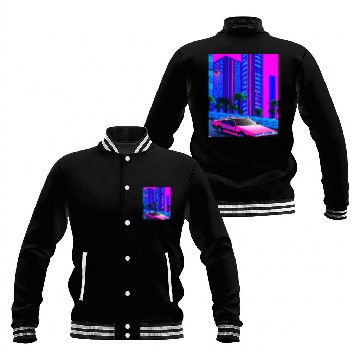 Discover Vaporwave Car Synthwave City Baseball Jackets