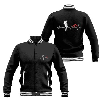 Discover Rock Climbing EKG Heartbeat Love Mountain Climber Baseball Jackets