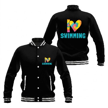 Discover I Love Swimming Swimmer Swim Baseball Jackets