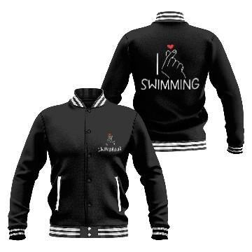 Discover I Love Swimming Swimmer Swim Baseball Jackets