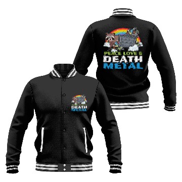 Discover Trash Racoon Love Peace Metal Music Heavy Rock Baseball Jackets