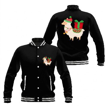 Discover Lama with Christmas present Baseball Jackets