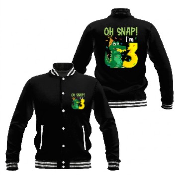 Discover Oh Snap I'm 3 Crocodile 3rd Birthday Alligator Baseball Jackets