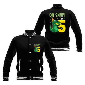 Discover Oh Snap I'm 5 Crocodile 5th birthday Alligator Baseball Jackets