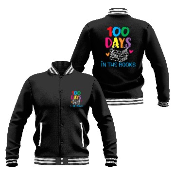 Discover 100 Days in the Books - Book Lover English Reading Baseball Jackets