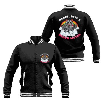 Discover Racoon Love Peace Metal Music Heavy Rock Baseball Jackets