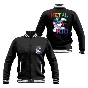 Discover Metal Kid Music Grim Unicorn Rocker Rock Baseball Jackets