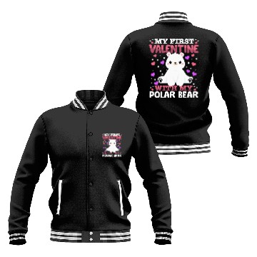 Discover My First Valentine With My Polar Bear Animal Heart Baseball Jackets
