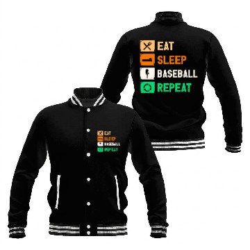 Discover Eat Sleep Baseball Repeat Funny Gaming Baseball Jackets