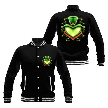 Discover Green Heart With Hat, Beard Shamrocks On St Baseball Jackets