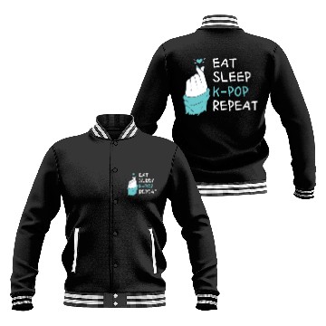 Discover Eat Sleep Kpop Repeat Finger Heart Korean Pop Musi Baseball Jackets