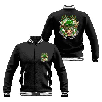 Discover Happy St. Patrick's Day, Funny Cow, Hat and Gold Baseball Jackets