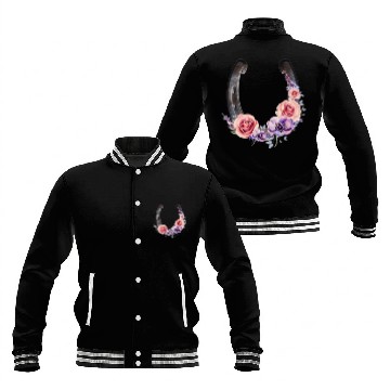 Discover Lucky Floral Horseshoe Baseball Jackets