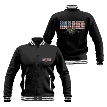 Discover AV-8B Harrier Military Airplane American Flag Baseball Jackets