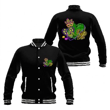 Discover Mardi Gras Hearts Leopard Print Fleur de lis Symbo Baseball Jackets