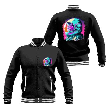 Discover Aesthetic Vaporwave Space Cat 80s 90s Astronaut Baseball Jackets