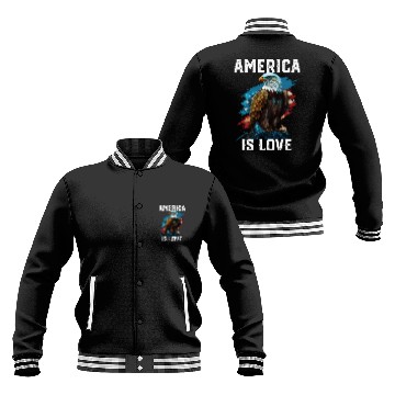 Discover America Is Love American Bald Eagle 4th Of July Baseball Jackets