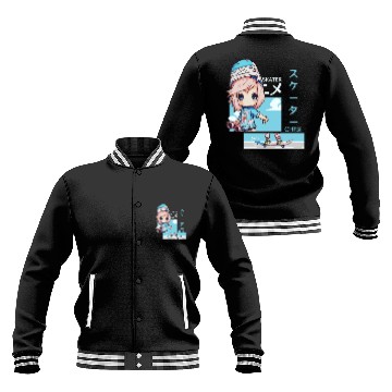 Discover Kawaii Chibi Skater Skateboard Japanese Aesthetic Baseball Jackets