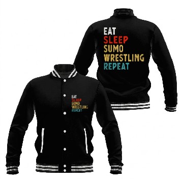 Discover Eat Sleep Sumo Wrestling Repeat Funny Player Idea Baseball Jackets