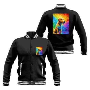 Discover Labrador Retriever with rainbow splashes of colors Baseball Jackets