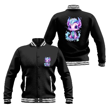 Discover Cute aqua and purple watercolor dragon Baseball Jackets