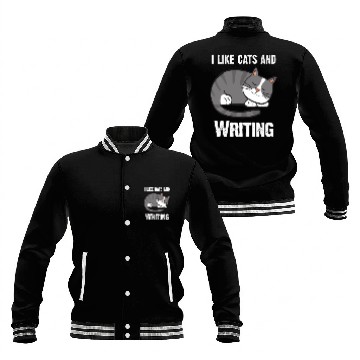 Discover I Like Cats And Write - Gift For Cat Lovers Baseball Jackets