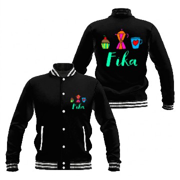 Discover Fika Swedish Sweden Coffee Break Baseball Jackets
