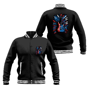 Discover Electric guitar in Union Jack flag colors Baseball Jackets