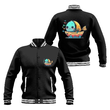 Discover Life on a Colorful Fishing Vessel Baseball Jackets