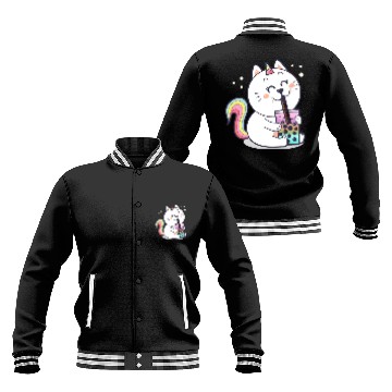 Discover Bubble Tea Cute Kawaii Unicorn Cat Japanese Baseball Jackets