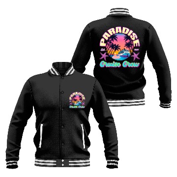 Discover Paradise Cruise Crew-80's Miami Cruise Ship Design Baseball Jackets