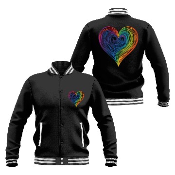 Discover Pride & Joy: Rainbow Heart, Embracing LGBT Love & Baseball Jackets