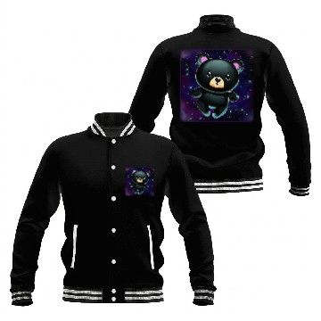 Discover Black Bear In Space Baseball Jackets